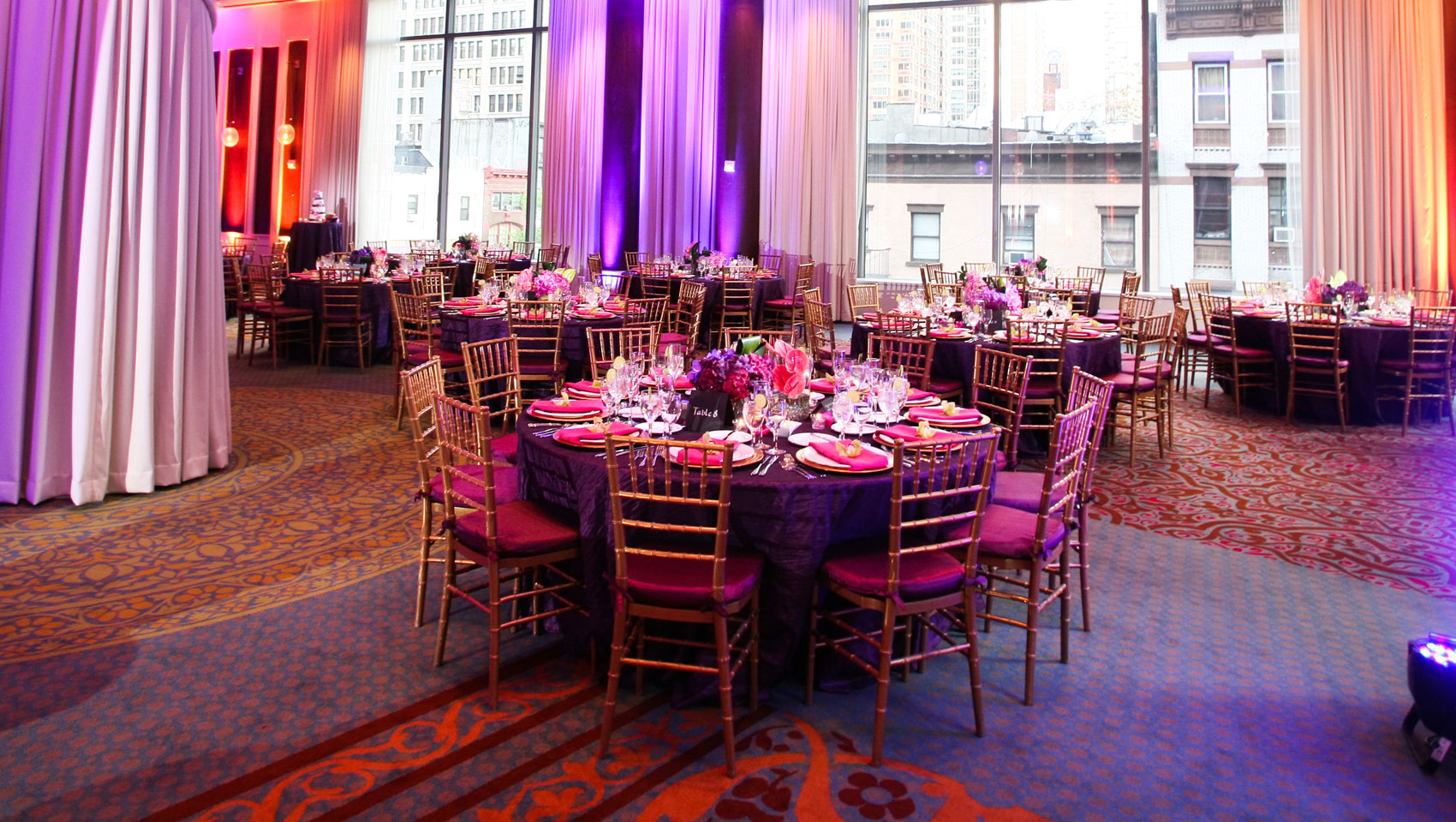 ballroom table settings at Kimpton Hotel Eventi