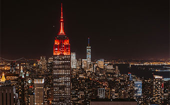 Empire State Building Lit Up Red