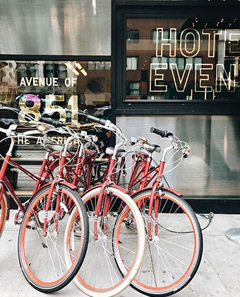 Kimpton Public Bikes in front of Eventi