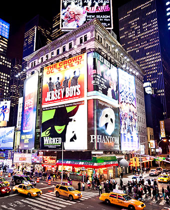 Times Square with Broadway shows on big screens